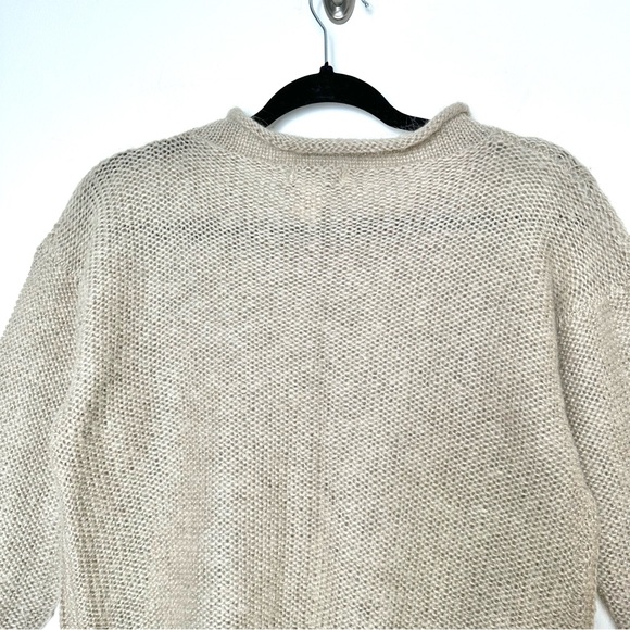 Quiet Luxury Mohair Blend Cable Knit Sweater Minimalist Cozycore Cropped Boho - Picture 9 of 10